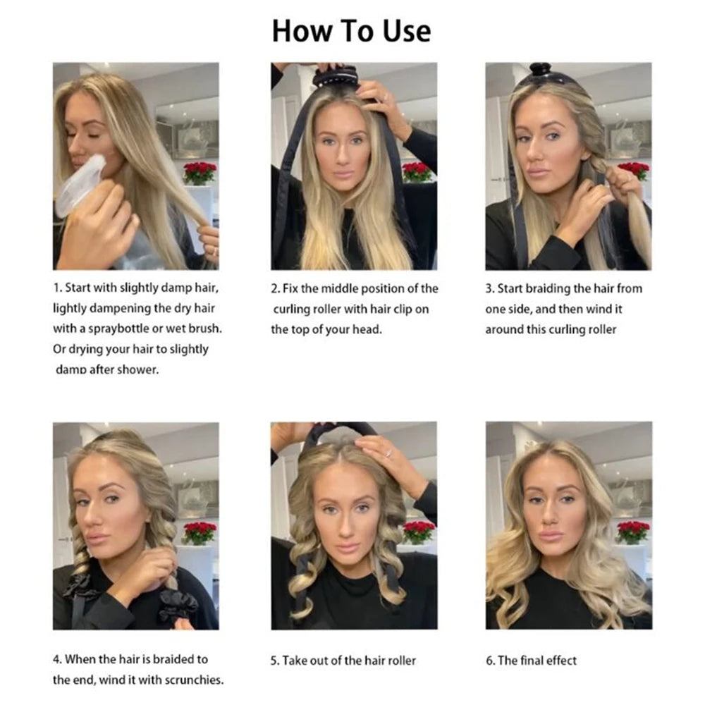 Heatless Curling Rod Headband — Silk Hair Rollers for Overnight Curls