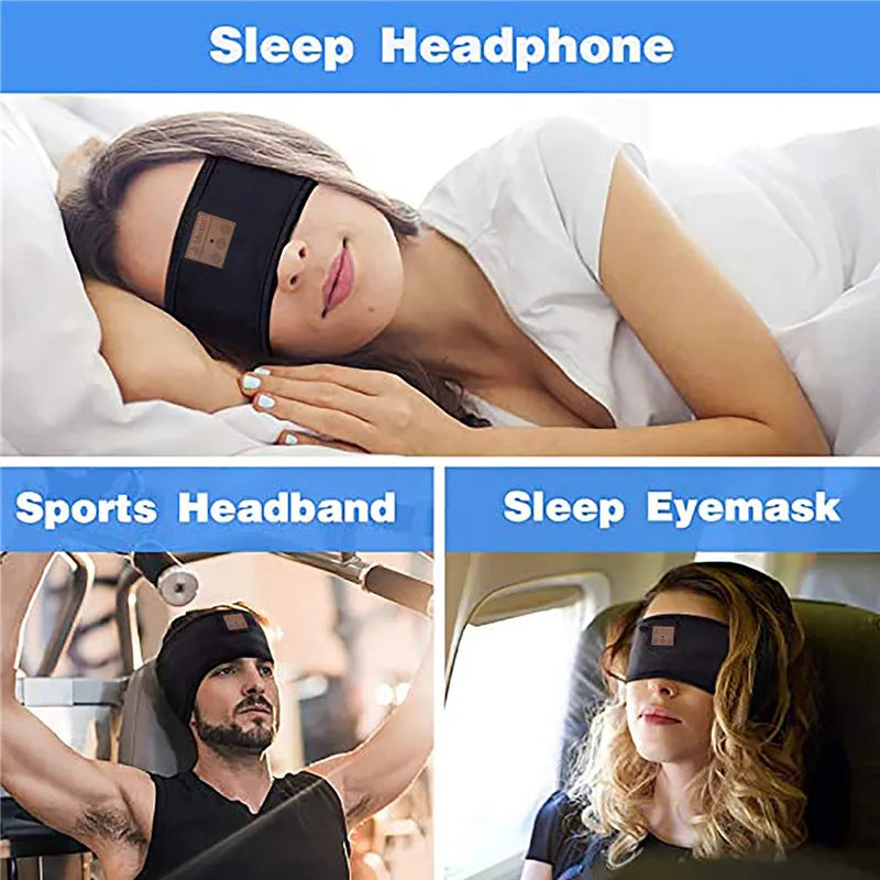 Bluetooth Sleep Headband with Built-In Speakers — Soft Wireless Eye Mask for Sleep