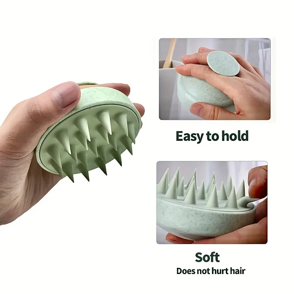 Silicone Scalp Massager — Hair Growth Stimulator & Dandruff Shampoo Brush