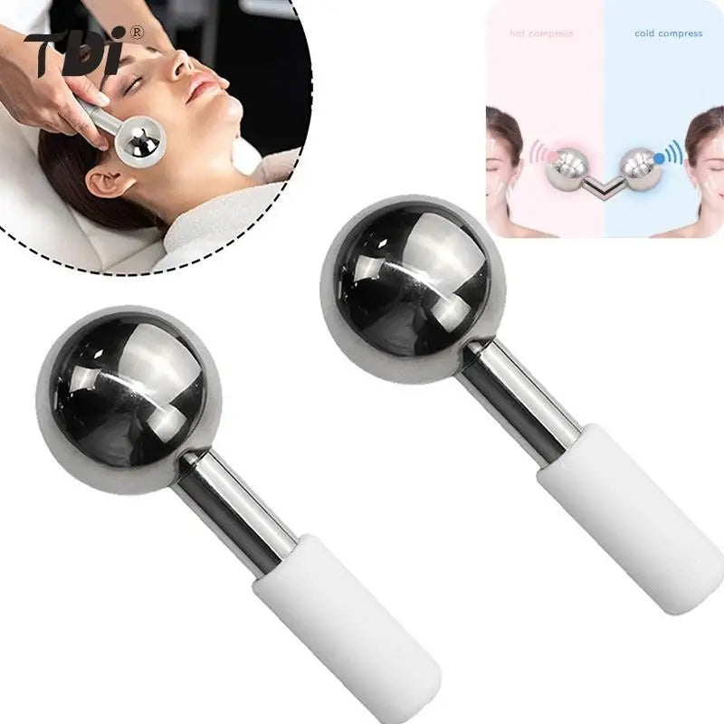 Facial Ice Globes — Stainless Steel Cooling Face Massager