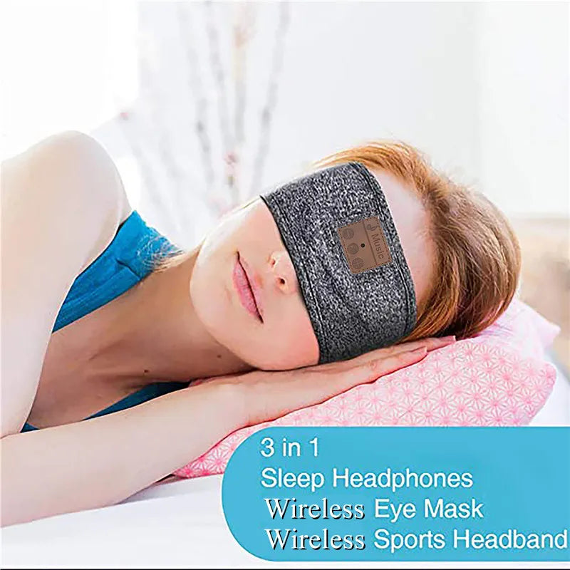 Bluetooth Sleep Headband with Built-In Speakers — Soft Wireless Eye Mask for Sleep