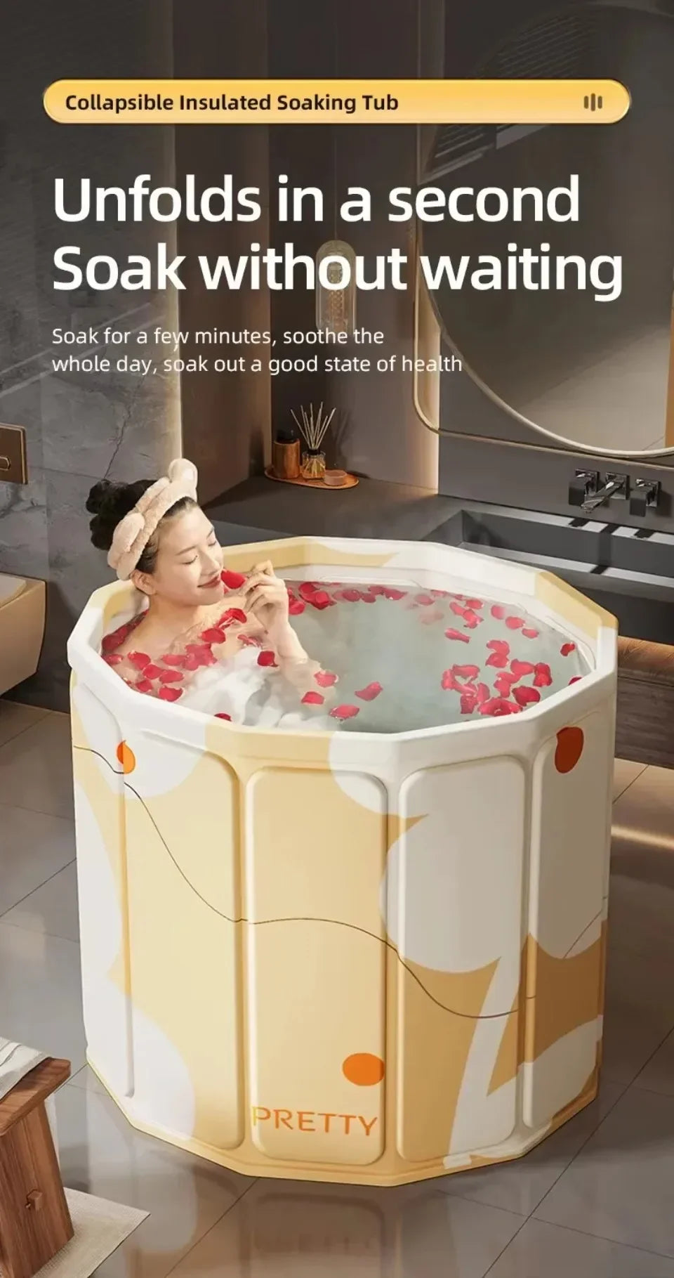 Foldable Insulated Soaking Spa Tub