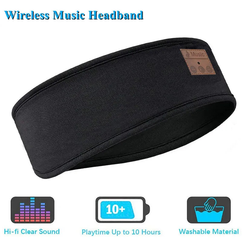 Bluetooth Sleep Headband with Built-In Speakers — Soft Wireless Eye Mask for Sleep