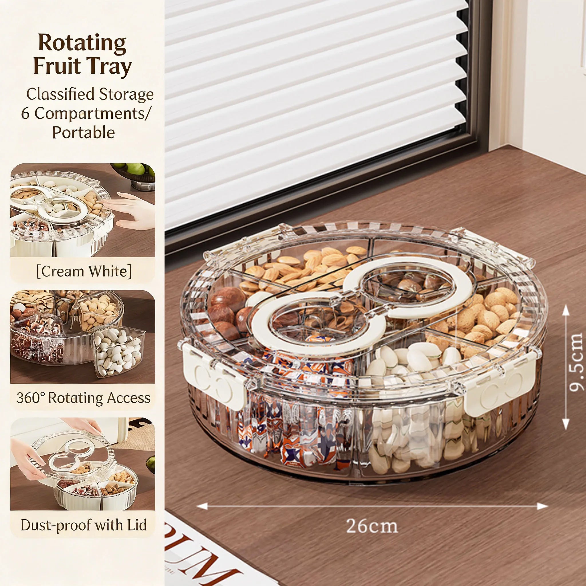 Rotating Divided Snack & Serving Tray