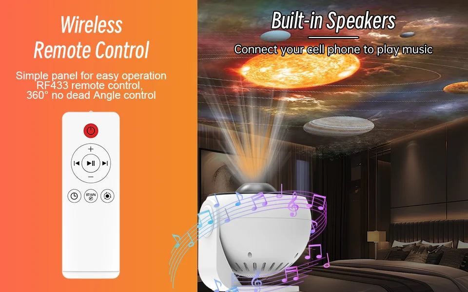 Star Galaxy Projector with Bluetooth & Remote — HD Planetarium Night Light