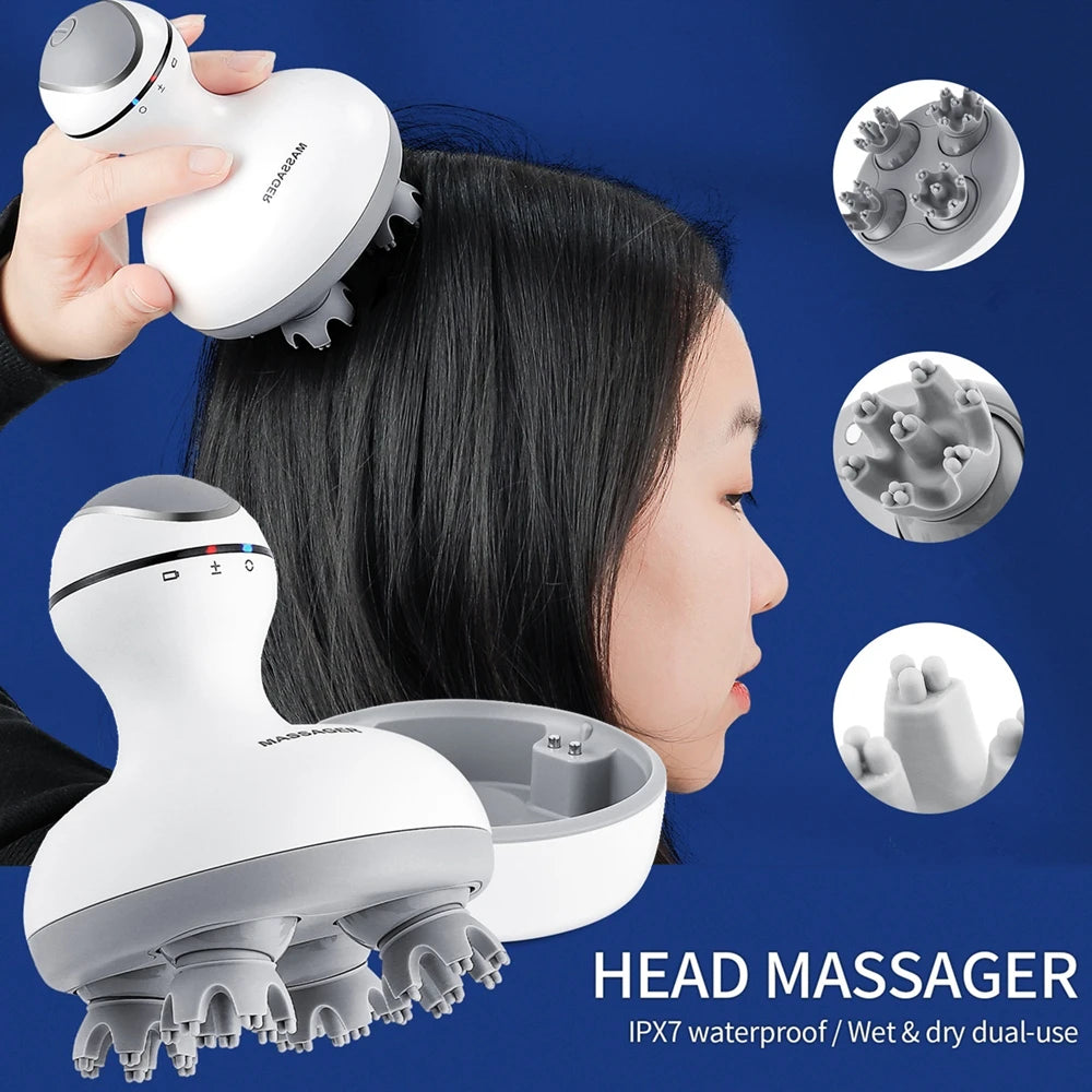 3D Electric Scalp Massager — Wireless Head Massager for Hair Growth