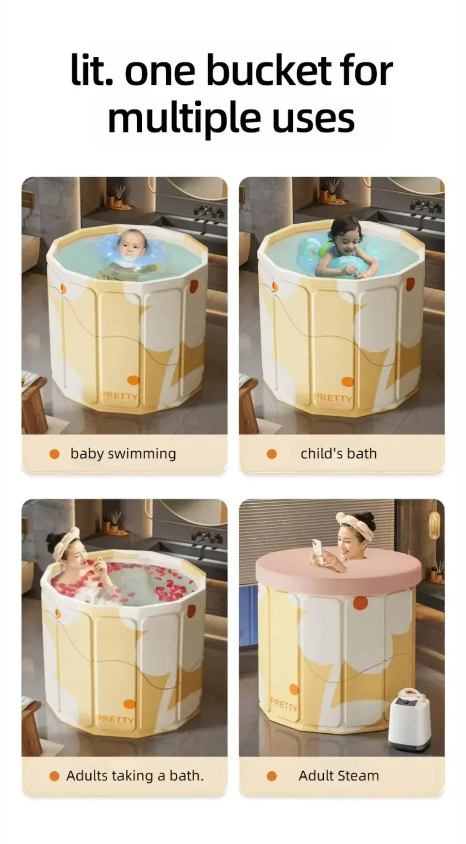 Foldable Insulated Soaking Spa Tub