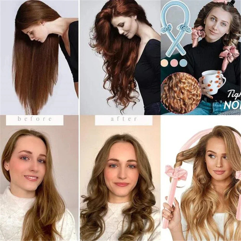 Heatless Curling Rod Headband — Silk Hair Rollers for Overnight Curls