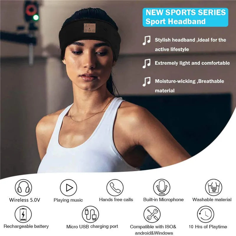 Bluetooth Sleep Headband with Built-In Speakers — Soft Wireless Eye Mask for Sleep