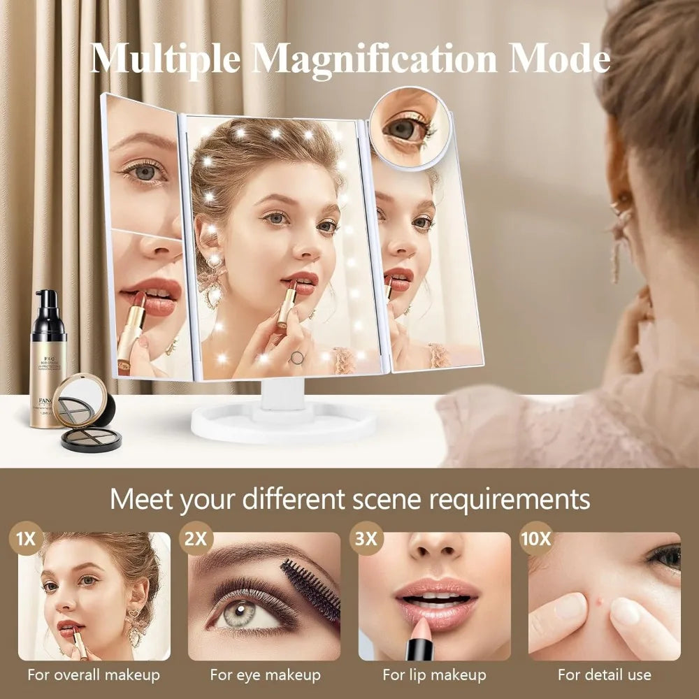 LED Trifold Vanity Mirror with Magnification