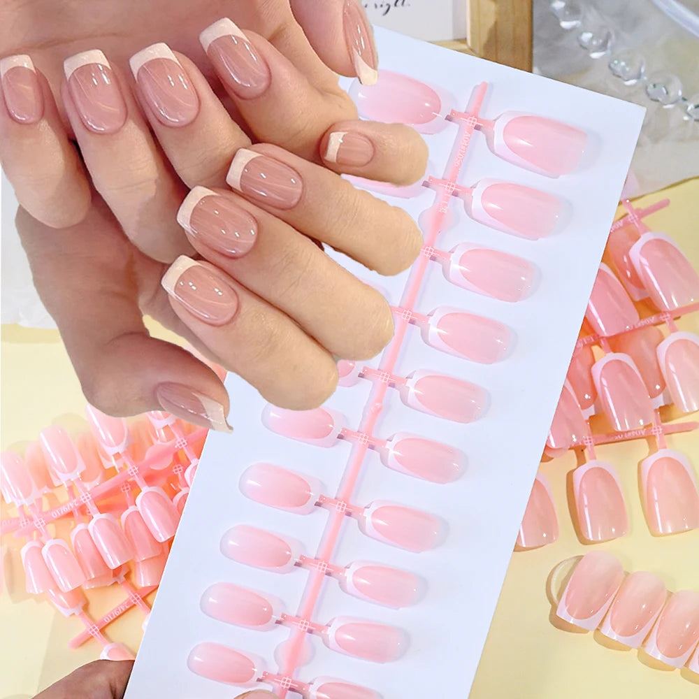 French Press-On Nails — 120pc Short Square Set