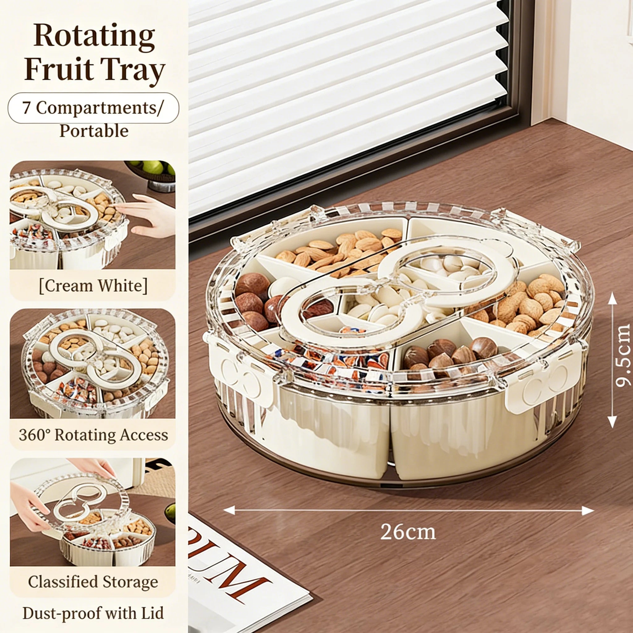 Rotating Divided Snack & Serving Tray