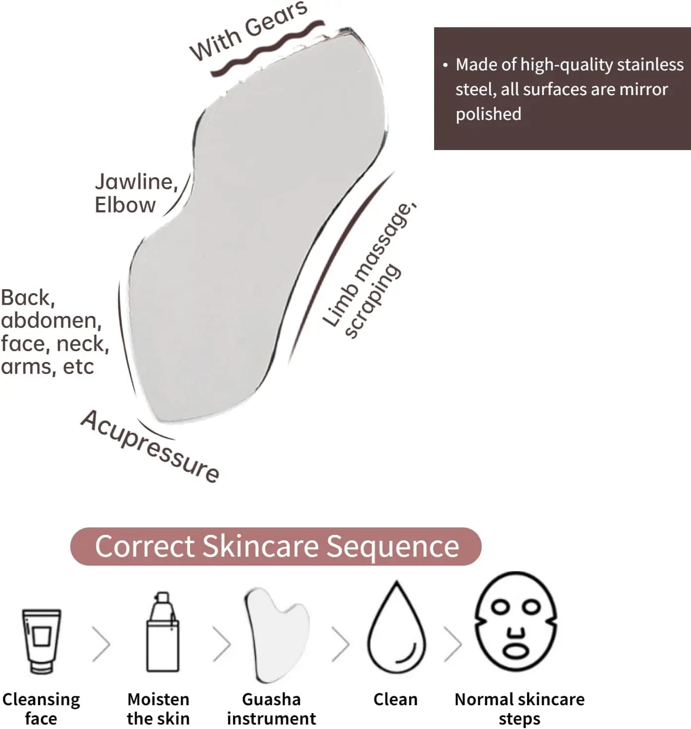 Stainless Steel Gua Sha Facial Tool