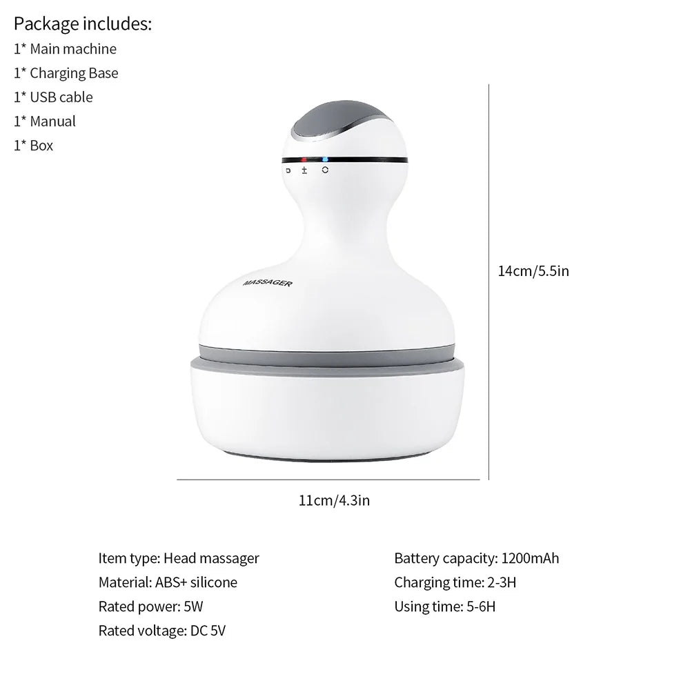 3D Electric Scalp Massager — Wireless Head Massager for Hair Growth