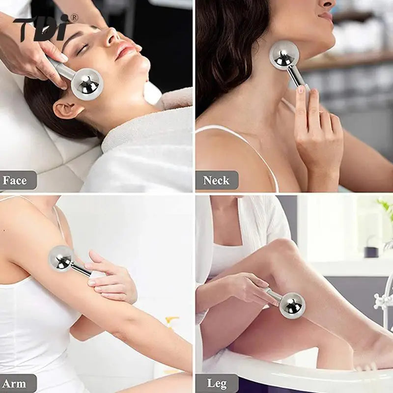 Facial Ice Globes — Stainless Steel Cooling Face Massager
