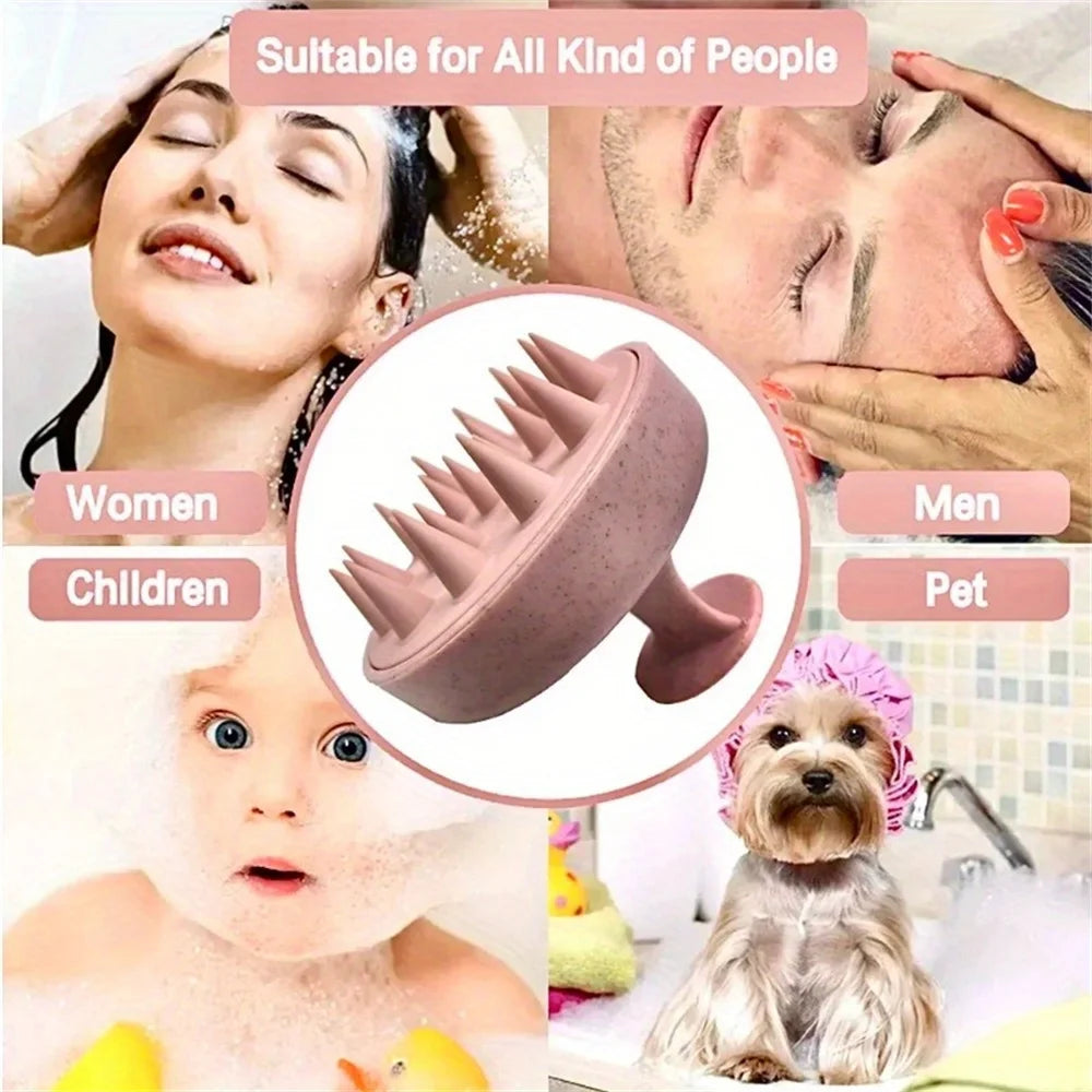 Silicone Scalp Massager — Hair Growth Stimulator & Dandruff Shampoo Brush